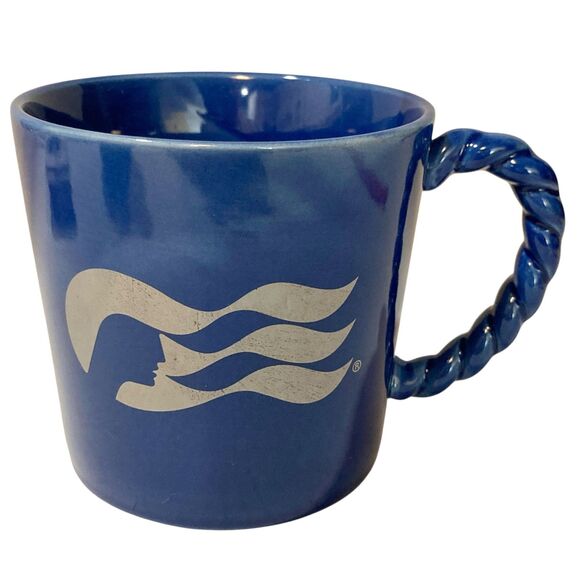 Vintage Princess Cruises Cruise Line Blue Ceramic Coffee Mug Cup Rope Handle - Picture 1 of 12